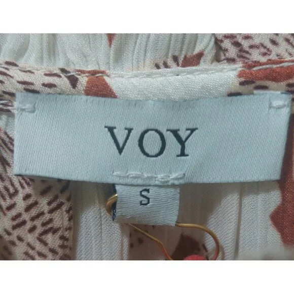 NWT Voy Brown/Cream Abstract Print Midi Dress Size SMALL - Picture 3 of 7